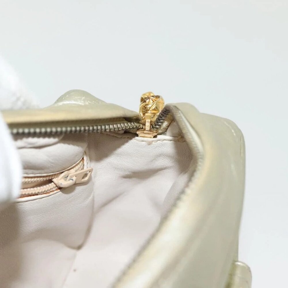 CHANEL Matelasse Chain Shoulder Bag Lamb Skin Champagne Gold CC Auth 138978 - Picture 12 of 16